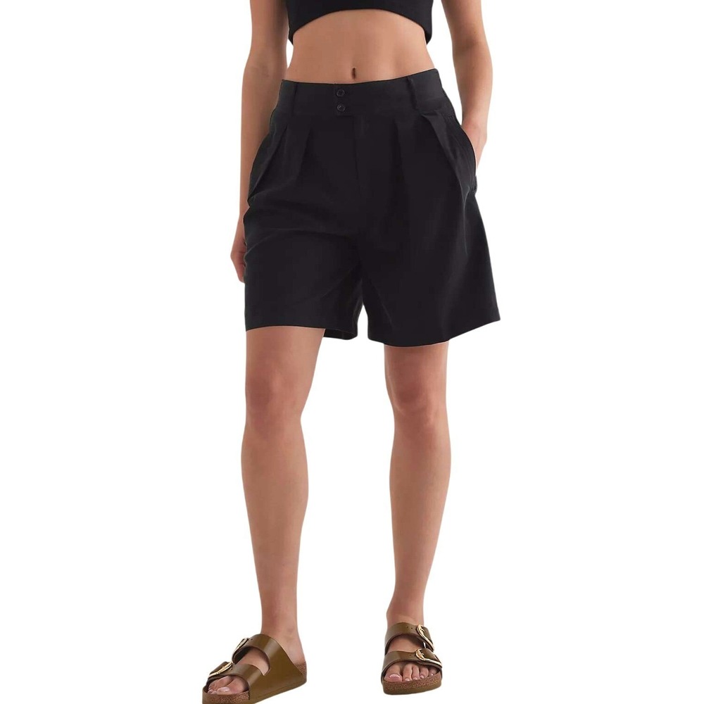 By Anthropologie Pleated Long Shorts Black High Rise Modal Size 2 - Picture 12 of 16